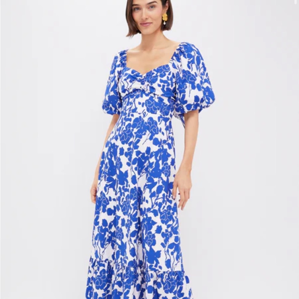 Blue and White Floral Maxi Dress – Women